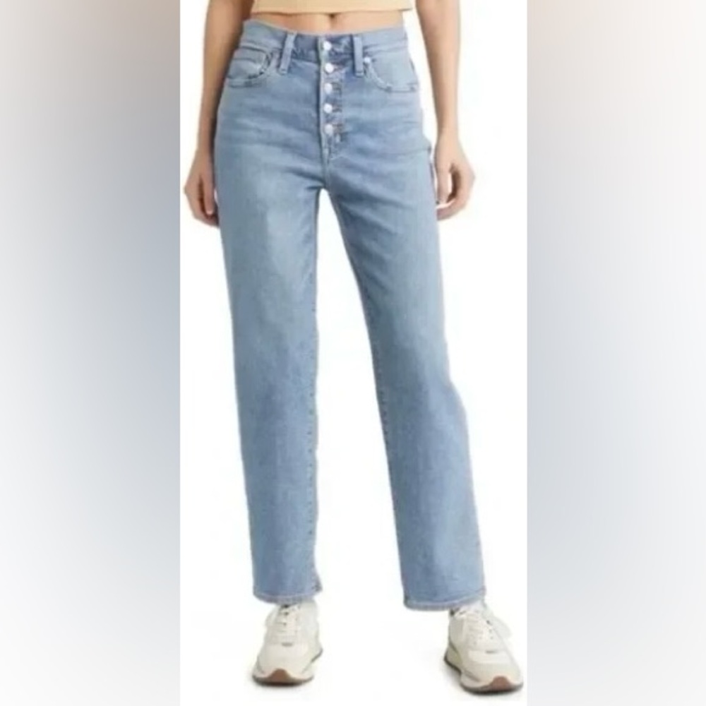 Madewell Perfect Vintage Straight Jean Button Fly Edition, Size 30, Light Blue